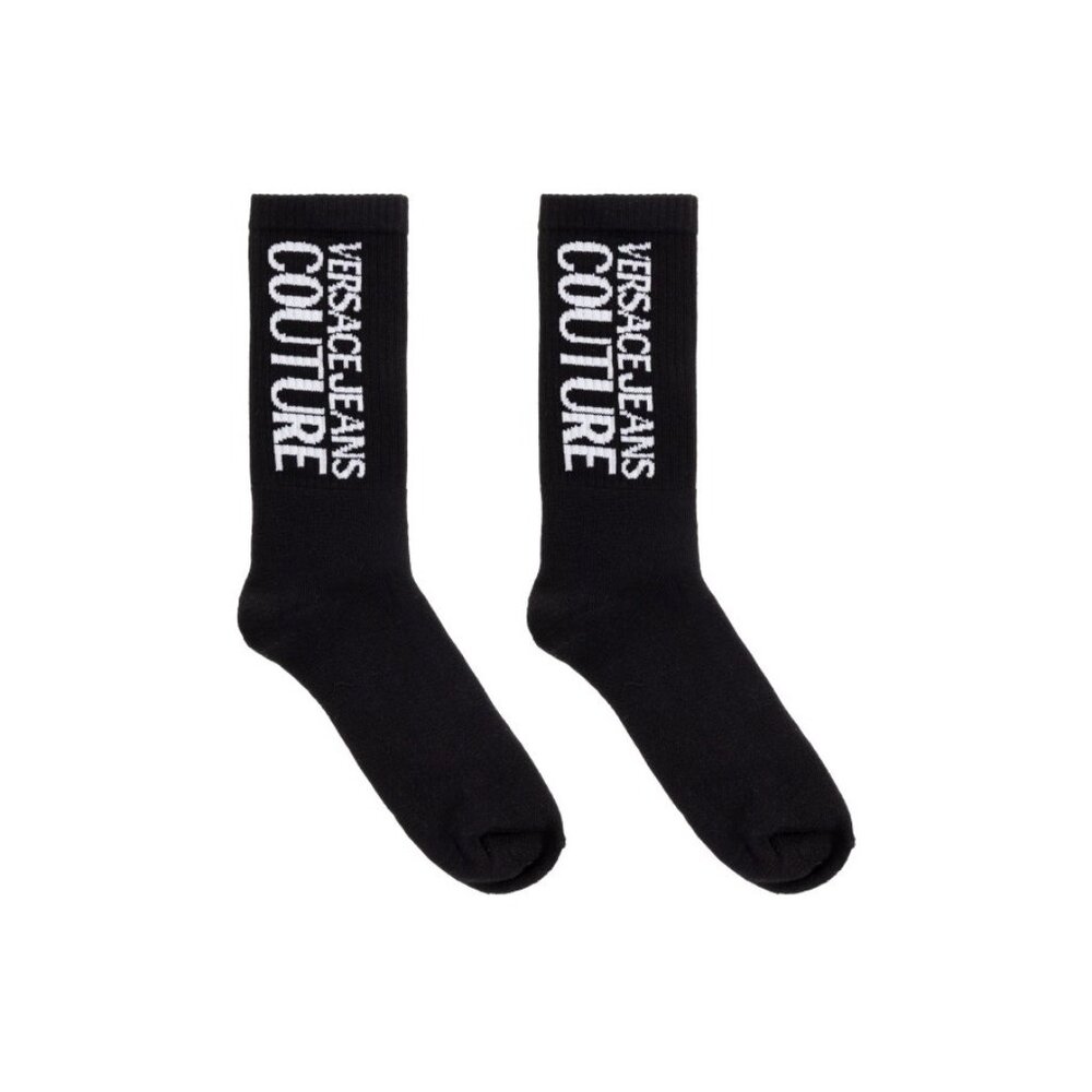 Versace Jeans Couture Black Logo Crew Socks EU 39-42 US 6-9 NWT